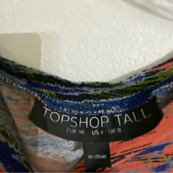 TOPSHOP Tall Long Stretchy Fitted Dress Colorful Summer Comfy Woman’s 4 - Picture 4 of 7